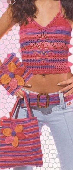 Crochet Set of Top, Bag and Belt Crochet Set of Top, Bag and Belt