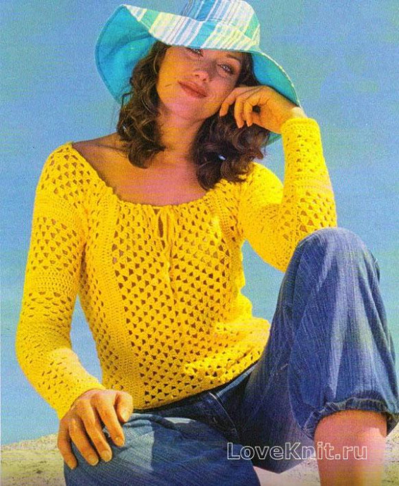 ​Yellow Crochet Pullover