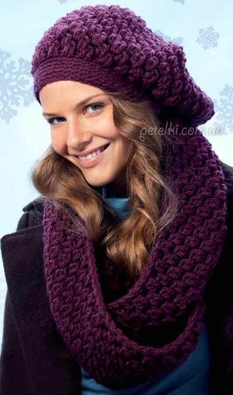 Complete Guide to Crocheting a Stylish Cowl and Beret with Violet Yarn Complete Guide to Crocheting a Stylish Cowl and Beret with Violet Yarn