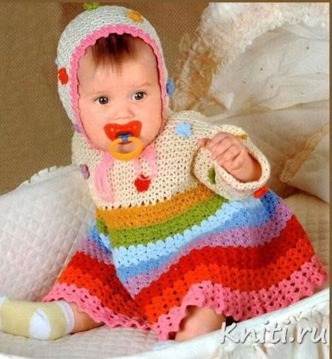 ​Colorful Crochet Dress for Baby Girl