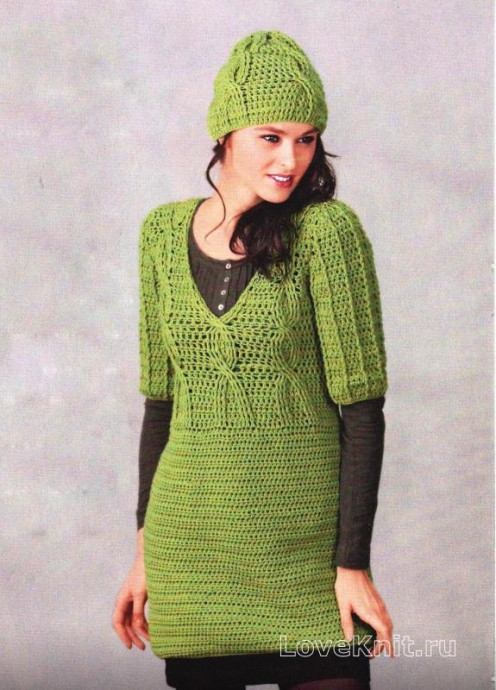 ​Crochet Green Tunic-Dress