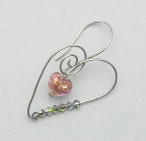 ​Murano Glass Wire Heart Earrings