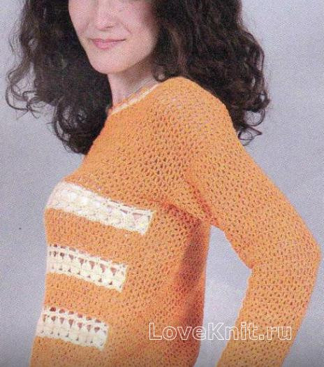 ​Crochet Orange Pullover