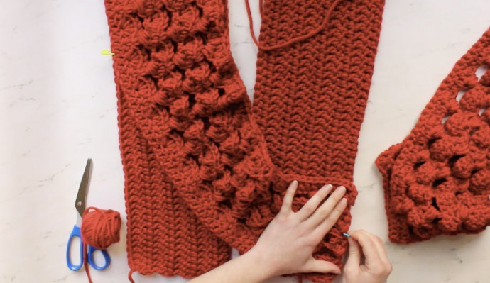 ​Crochet Red Cardigan with Crossed Back