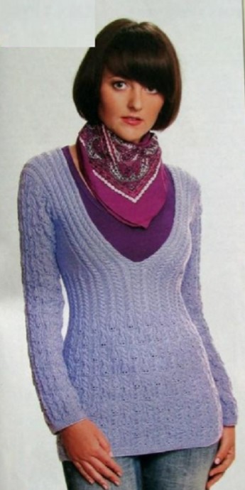 ​Knit Pullover with Deep Neck-Hole