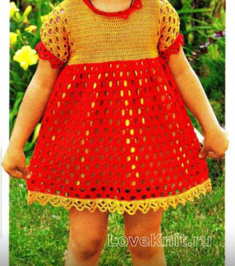 ​Crochet Red Dress for Girl