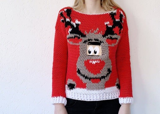 ​Crochet Sweater with Reindeer