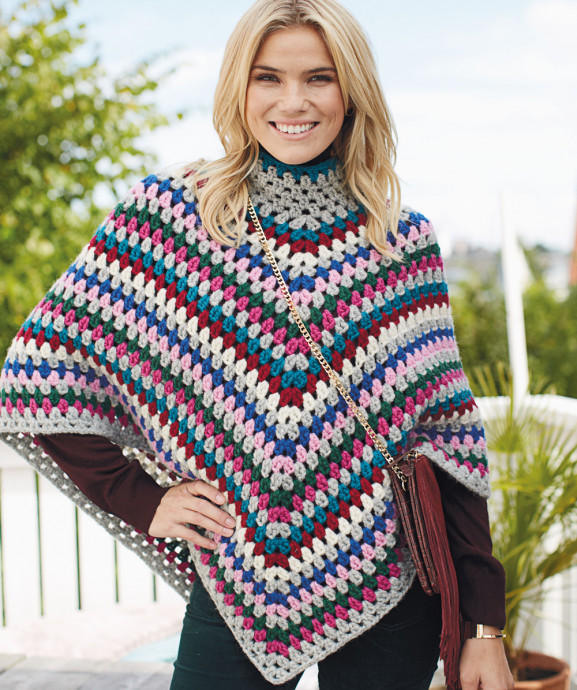 ​Multi-Colored Crochet Poncho