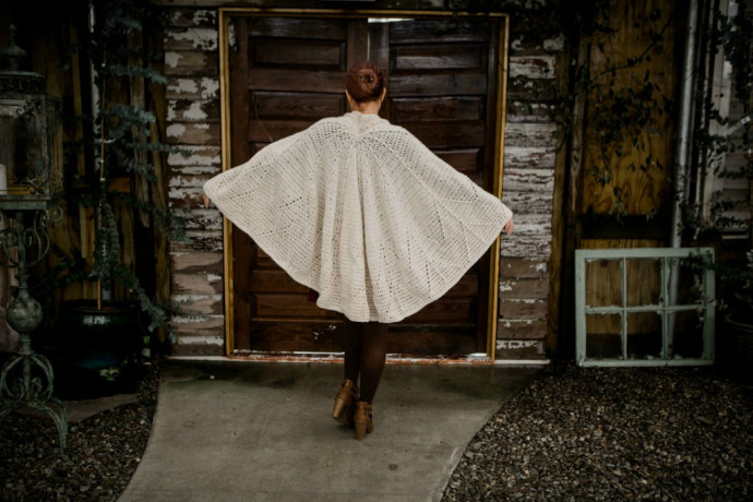 Crochet Beige Cape