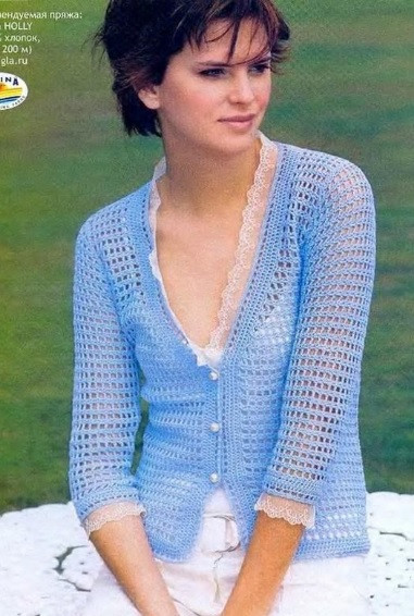 ​Light-Blue Crochet Jacket