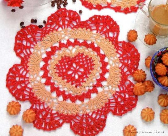 Complete Guide to Crocheting a Beautiful Round Mat with Red and Beige Iris Yarn