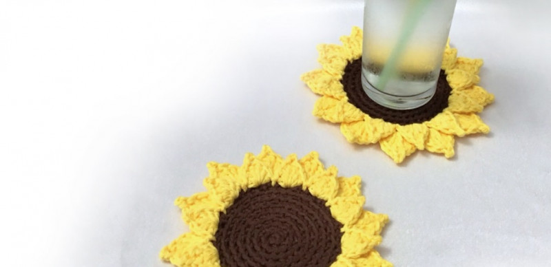 Crochet Sunflower Coaster