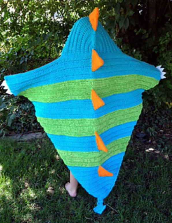 Crochet Dino Blanket with Hood