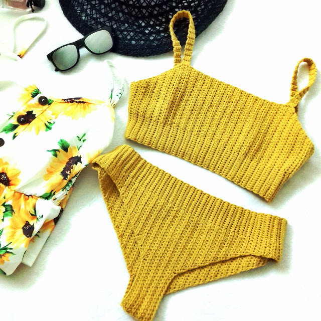 Yellow crochet swimsuit