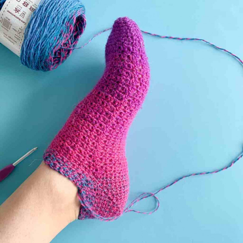 Bright crochet socks..