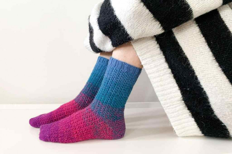 Bright crochet socks..