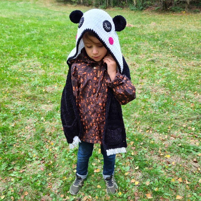 Crochet Panda Scarf with Hood