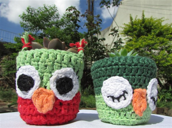 Crochet Owl Flower Pots Covers