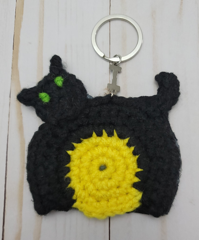 Black Cat Keychain, Coaster or Jewelry