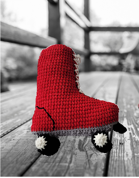 Roller Skate Pillow using Blanket Yarn