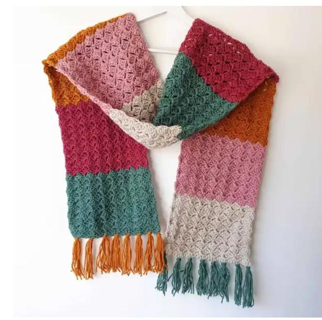 Crochet Color-Block Scarf