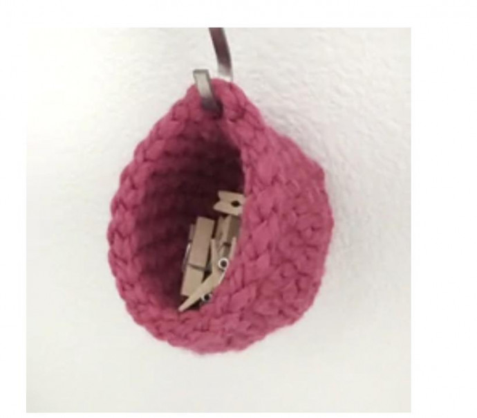 Small Hanging Crochet Baskets Small Hanging Crochet Baskets