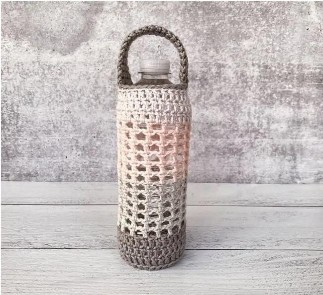 Stylish and Practical Crochet Water Bottle Holder with Strap for Easy Carrying Stylish and Practical Crochet Water Bottle Holder with Strap for Easy Carrying