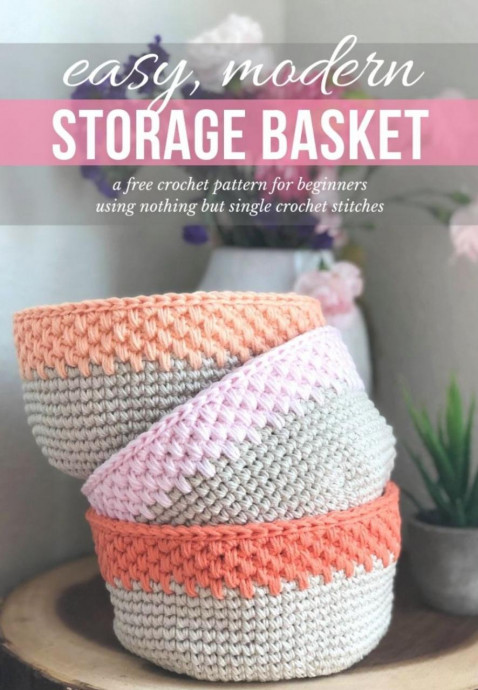 Modern Crochet Storage Basket