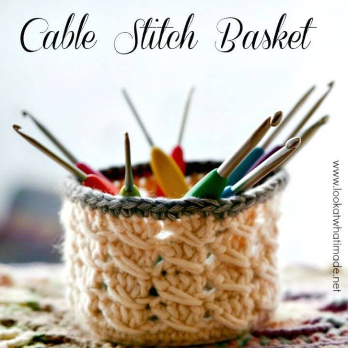 How To Free Crochet Tiny Cable Stitch Basket Pattern: