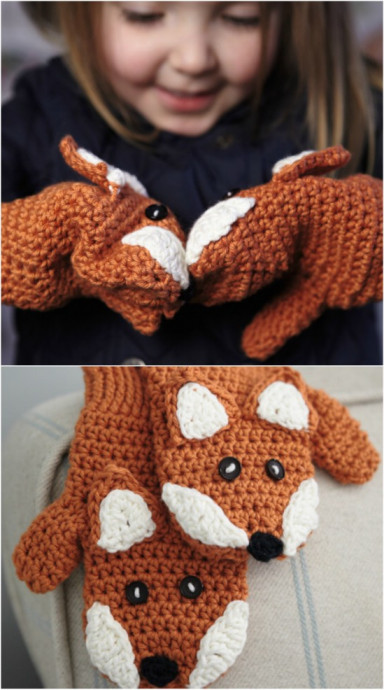 Crochet Fox mittens