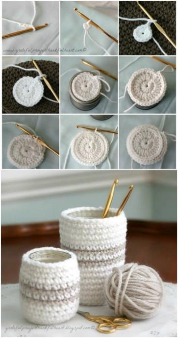 Crochet jar cozy