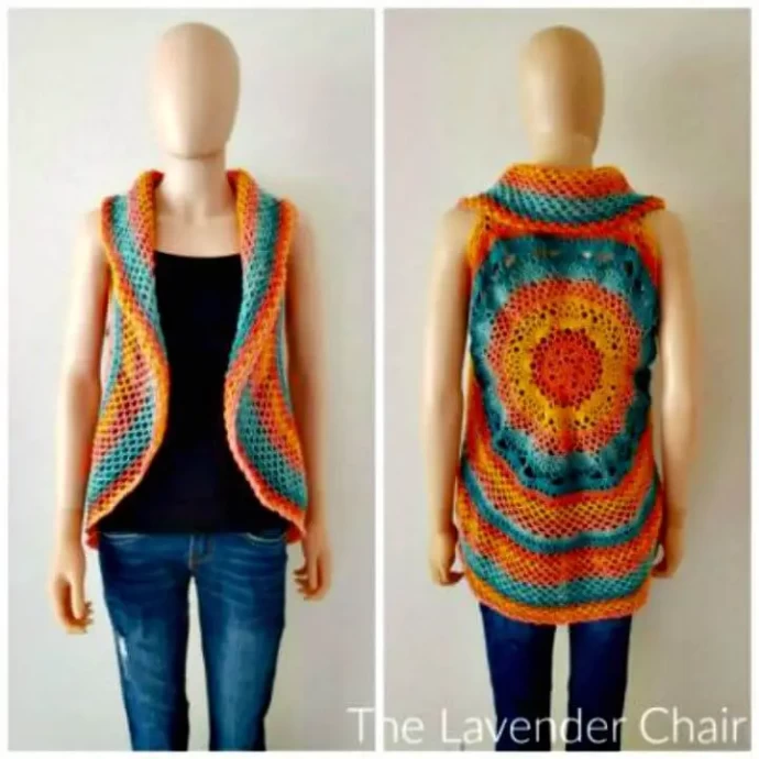 Embrace the Seasons with a Cozy Sunset Crochet Vest Mandala in Vibrant Colors Embrace the Seasons with a Cozy Sunset Crochet Vest Mandala in Vibrant Colors