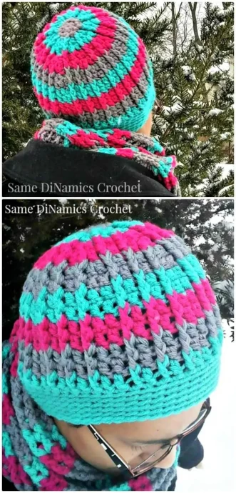 Easy Free Crochet Cables And Stripes Hat Pattern: