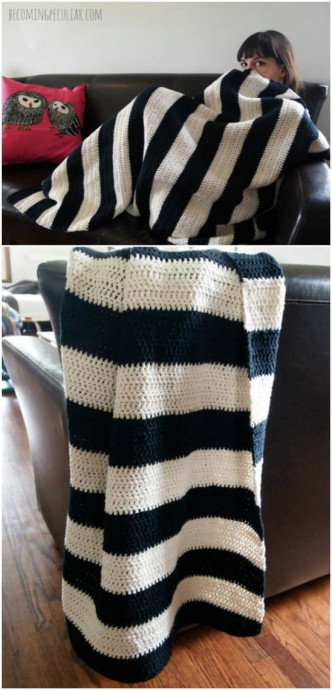 Simple Blanket Pattern with Black and White Stripes for a Cozy Home Decor Simple Blanket Pattern with Black and White Stripes for a Cozy Home Decor