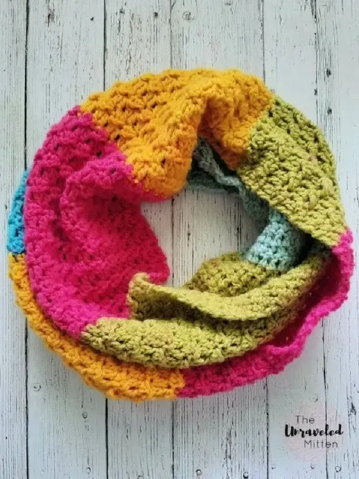Textured Infinity Scarf Pattern Using One Caron Cake
