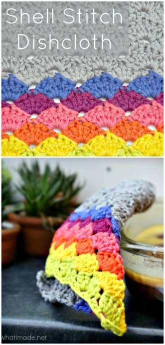 Simple Free Crochet Shells Dishcloth Pattern: