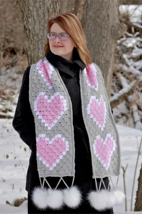 Heart C2C Scarf