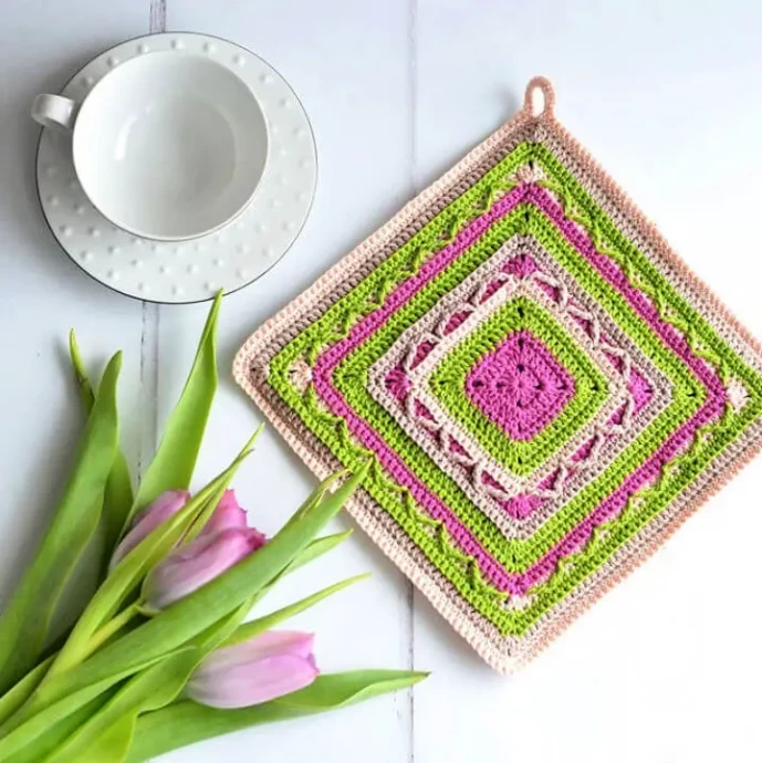 Crochet Tulip Potholder Pattern