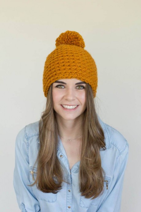 Toffee Apple Pompom Beanie Crochet Pattern