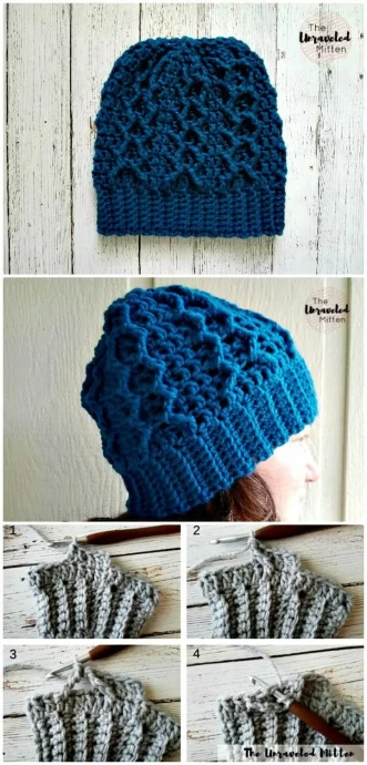 Free Crochet Honeycomb Cabled Beanie Pattern: