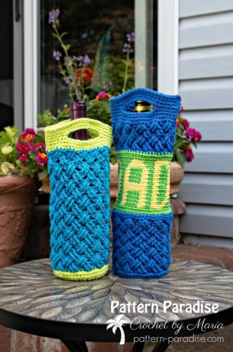 Create a Beautiful Homemade Crochet Celtic Bottle Bag for Father's Day Gifts Create a Beautiful Homemade Crochet Celtic Bottle Bag for Father's Day Gifts