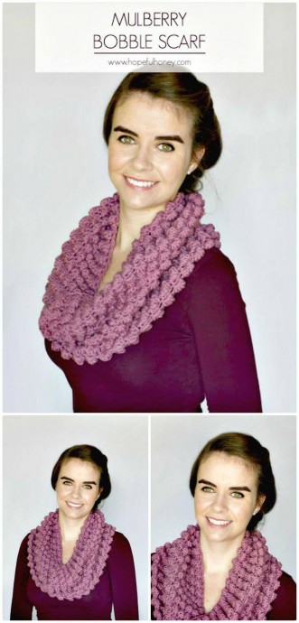 Crochet Mulberry Bobble Scarf Pattern: