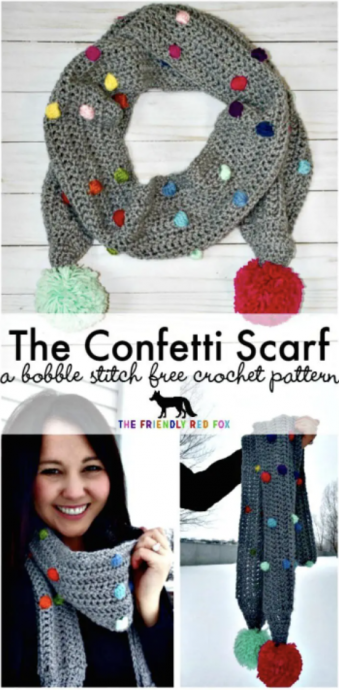 Crochet Confetti Scarf With Bobble Stitch Pattern:
