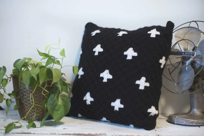 Black and White Cross Pillow