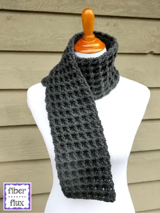 Waffle Stitch Crochet Scarf Pattern