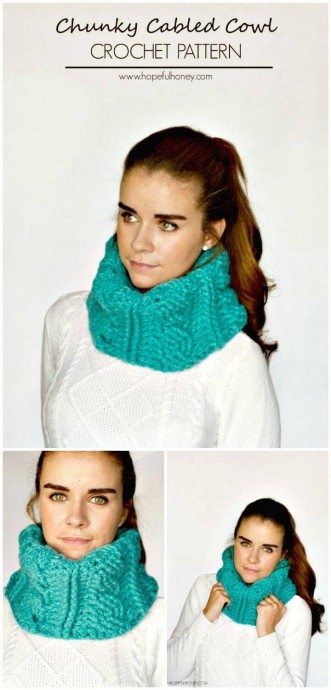 Free Crochet Chunky Cabled Cowl Pattern: