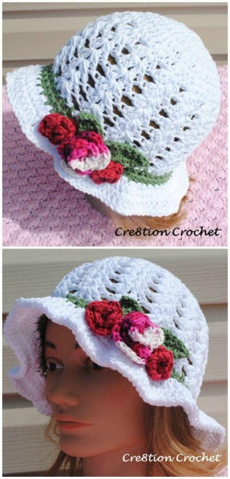 Free Crochet Shell Stitch Cotton Hat Pattern: