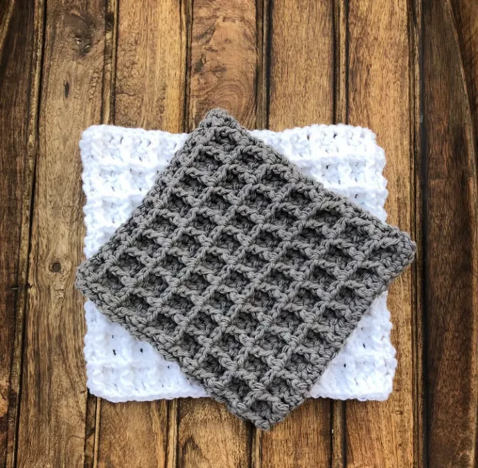 Crochet Waffle Stitch Washcloth
