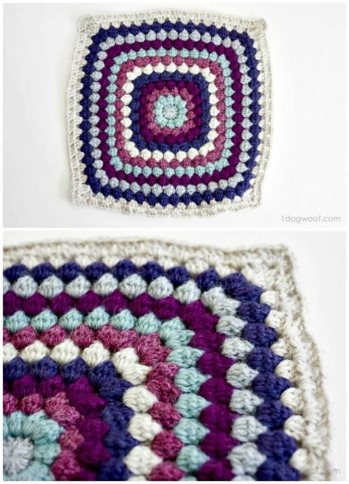 Crochet Bobble Stitch Afghan Square Pattern: