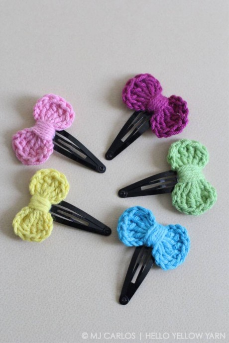 Crochet Mini Bow Hair Clip Pattern
